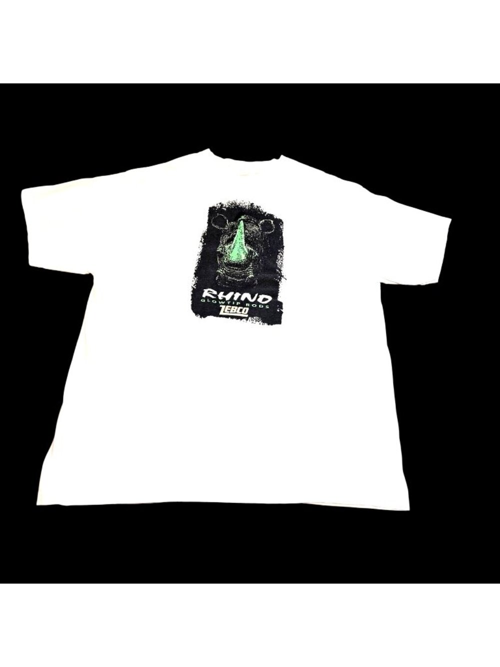 Vintage 90s Zebco Rhino Glow Tip Rods White Single Stitch T-Shirt XL